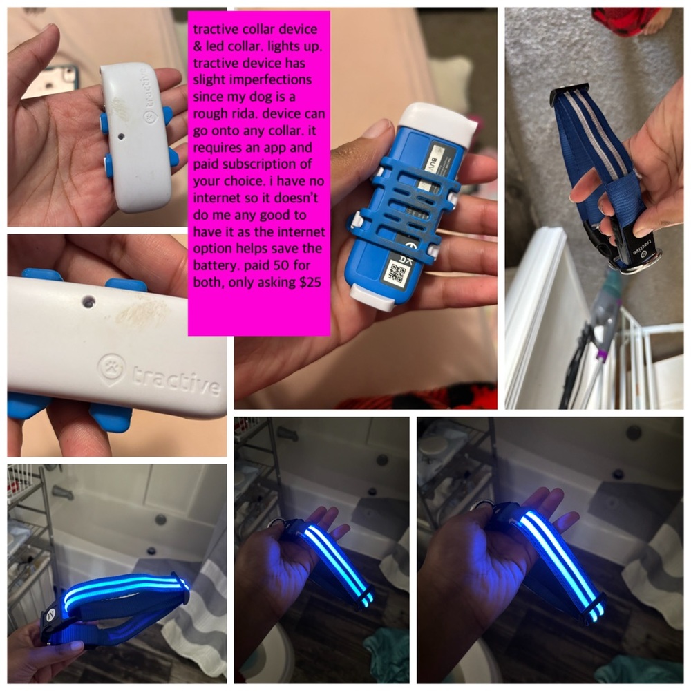 Tractive Dog Collar Tracker - Tracking Device - LED light up collar